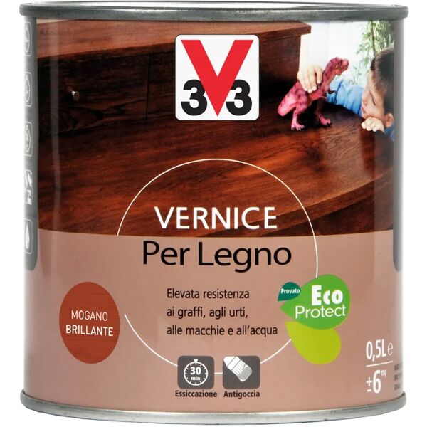 v33 vernice per legno da interno protettivo mobili antigraffi mogano brillante 0,5 l