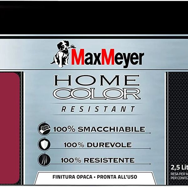 maxmeyer max meyer - pittura murale decorativa home color resistant 2,5 lt scarlet