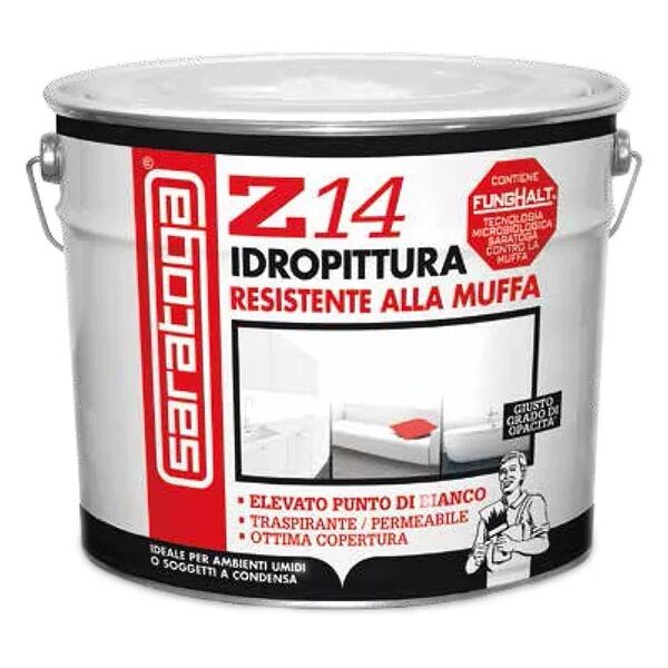 saratoga z14 funghalt 10lt pittura idropittura antimuffa resa 120-140mq (1 mano)