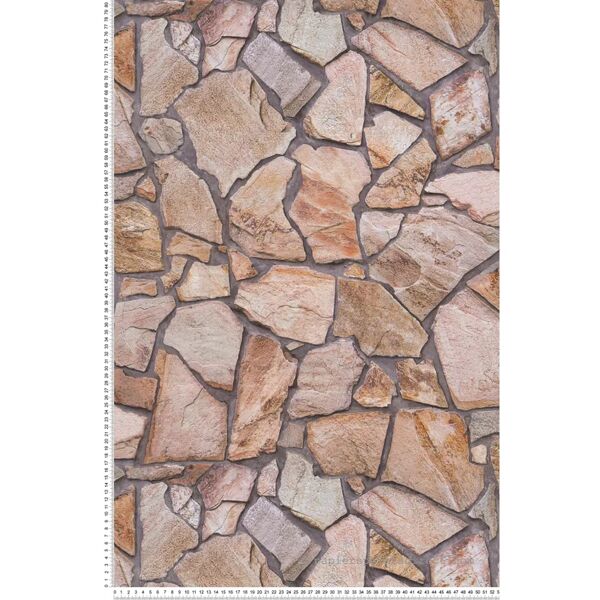 as creation carta da parati pietra marrone, beige e grigio - 53 cm x 10,05 m - a.s. création