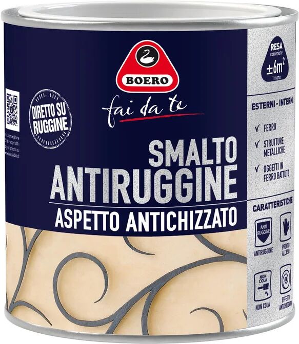 boero fai da te smalto  antiruggine  grigio chiaro grana grossa 0.5 l