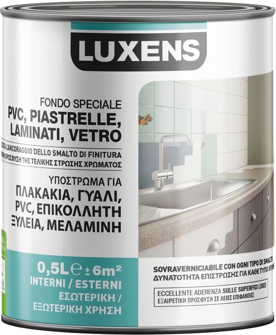 luxens fondo per pittura  per piastrelle, pvc, laminati, vetro base acqua per piastrellelaminatogalvanizzato 0.5 l