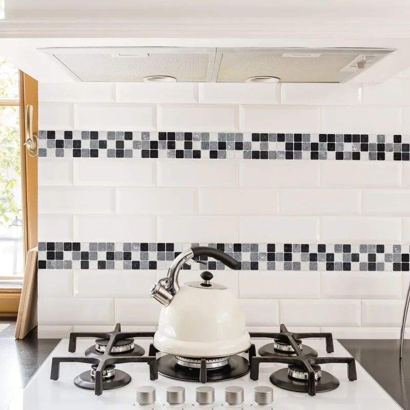leroy merlin sticker decorativo paraschizzi adesivo decor tiles 30x30 cm bianco,nero, confezione da 2 fogli