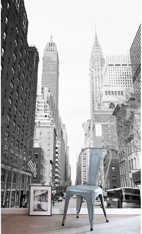 esta fotomurale  muro di new york colore nero grigio, 186 x 280 cm