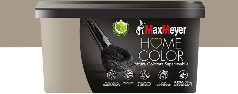 maxmeyer pittura per interni super lavabile,  home color beige savana opaco, 2.5 l