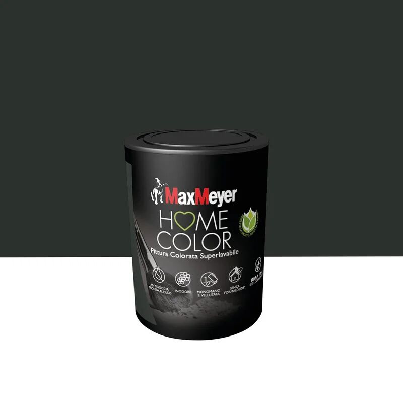 maxmeyer pittura per interni super lavabile,  home color nero opaco, 0.75 l