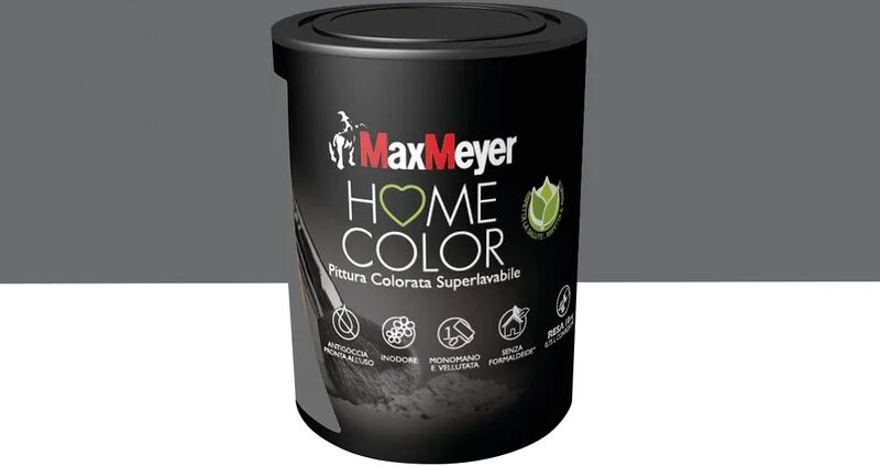 maxmeyer pittura per interni super lavabile,  home color grigio smoke opaco, 0.75 l