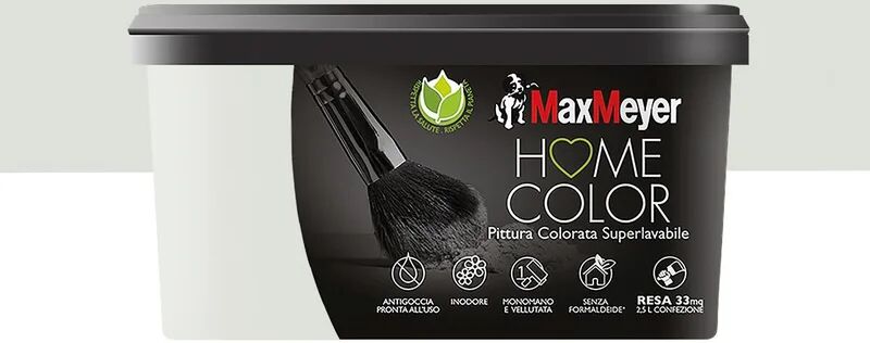 maxmeyer pittura per interni super lavabile,  home color grigio nebbia opaco, 2.5 l