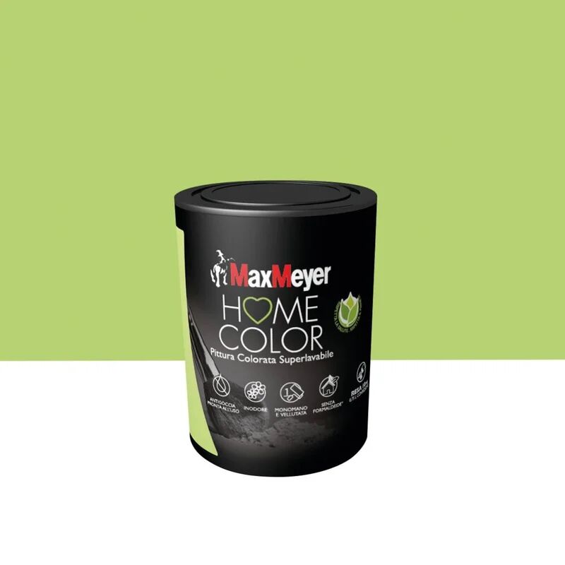 maxmeyer pittura per interni super lavabile,  home color verde mamboo opaco, 0.75 l