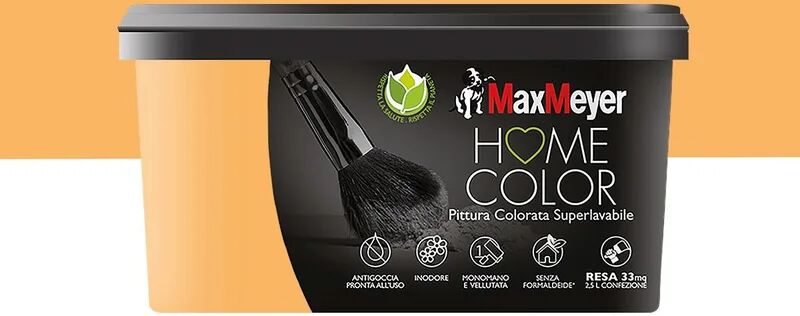 maxmeyer pittura per interni super lavabile,  home color arancio melone opaco, 2.5 l