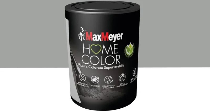 maxmeyer pittura per interni super lavabile,  home color grigio mineral opaco, 0.75 l