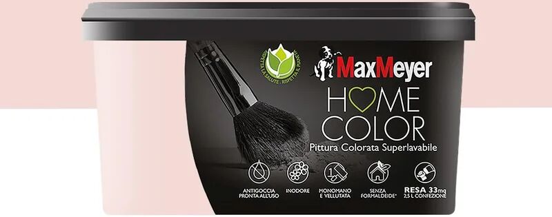 maxmeyer pittura per interni super lavabile,  home color rosa princess opaco, 2.5 l