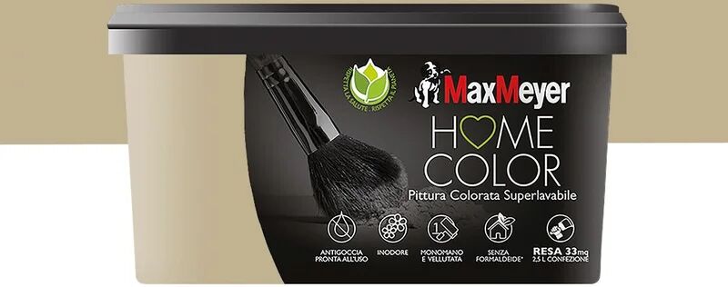 maxmeyer pittura per interni super lavabile,  home color beige dune opaco, 2.5 l