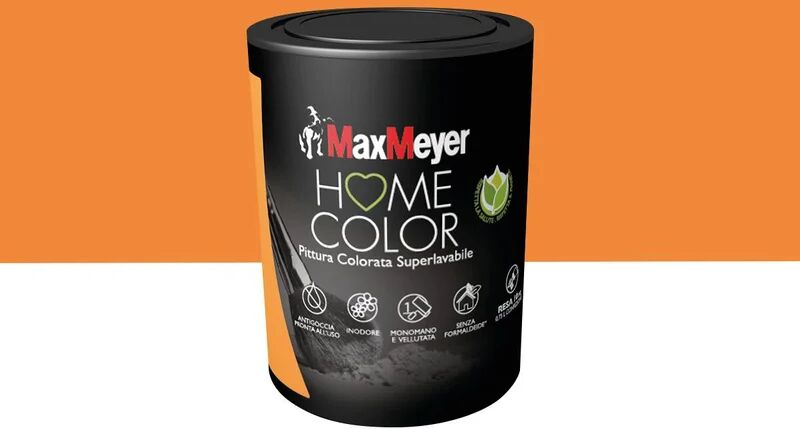 maxmeyer pittura per interni super lavabile,  home color arancio seduzione opaco, 0.75 l