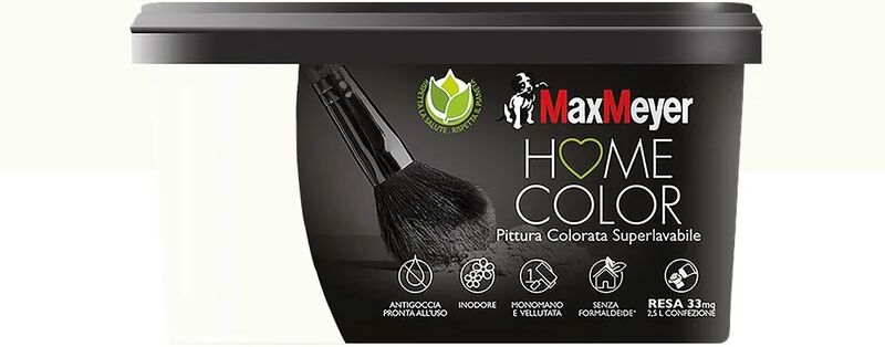 maxmeyer pittura per interni super lavabile,  home color bianco artico opaco, 2.5 l