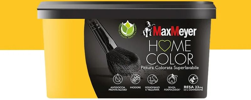 maxmeyer pittura per interni super lavabile,  home color giallo soleado opaco, 2.5 l