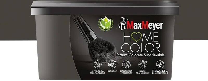 maxmeyer pittura per interni super lavabile,  home color marrone caffe' opaco, 2.5 l