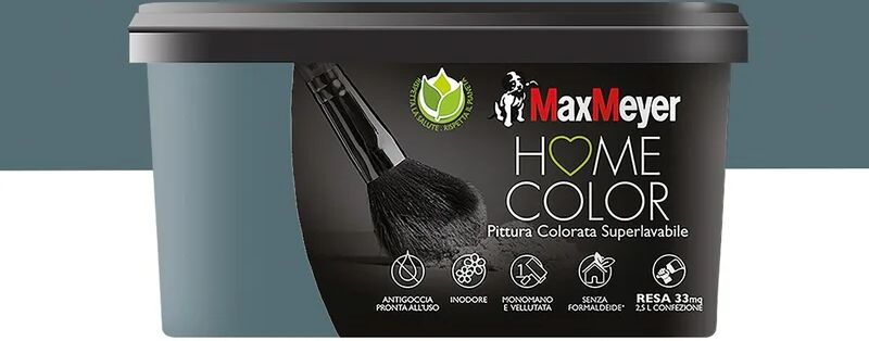 maxmeyer pittura per interni super lavabile,  home color blu grattacielo opaco, 2.5 l