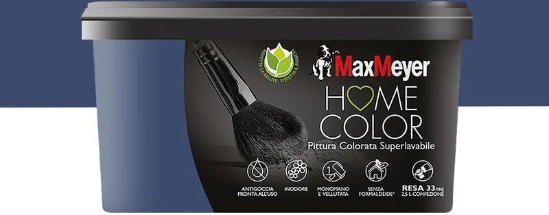 maxmeyer pittura per interni super lavabile,  home color blu notte opaco, 2.5 l