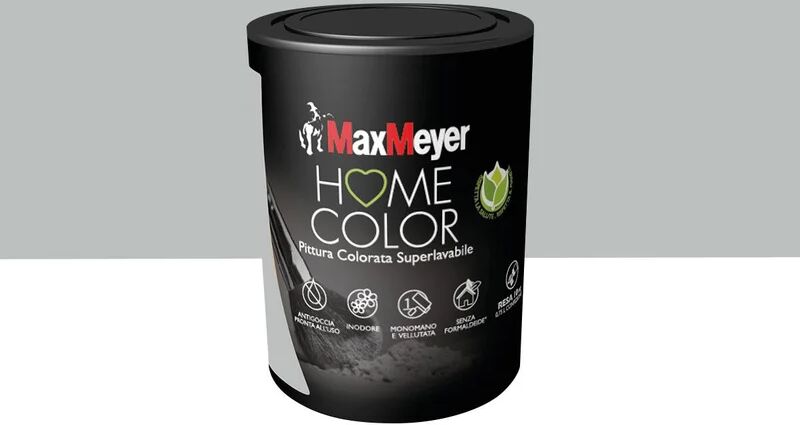 maxmeyer pittura per interni super lavabile,  home color grigio silver opaco, 0.75 l