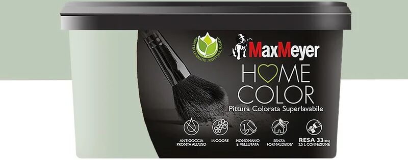 maxmeyer pittura per interni super lavabile,  home color verde salvia opaco, 2.5 l