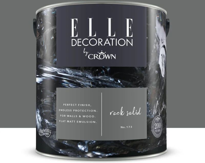 elle decoration pittura per interni super lavabile,  by crown grigio rock solid 173 opaco, 2.5 l