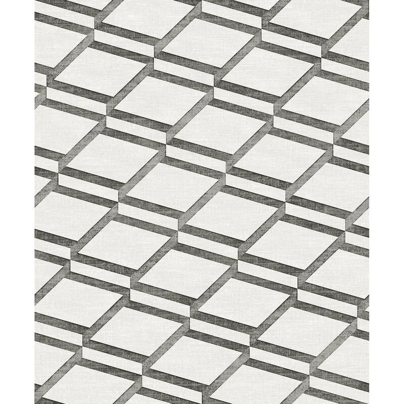 leroy merlin carta da parati squares bianco e nero, 53 cm x 10.05 m