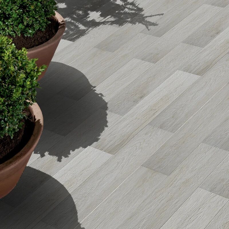 ceramica mediterranea piastrella da pavimento e rivestimento interno ed esterno misterwood in gres porcellanato grigio 15.6 x 60.6 cm, sp 8 mm traffico intenso (pei 4/5) r10