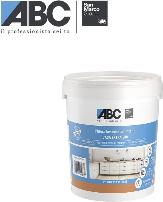 abc pittura per interni lavabile,  casa extra 500 san marco group bianco opaco, 1 l