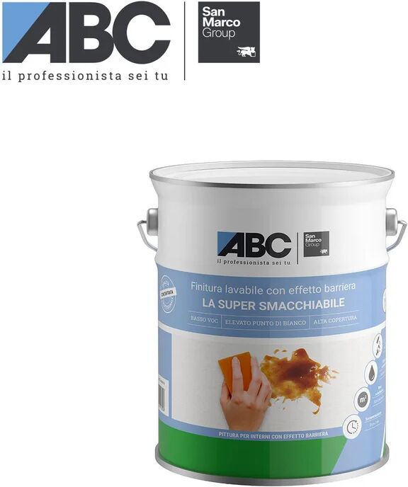 abc pittura per interni smacchiabile, antigoccia,  la super san marco group bianco opaco, 4 l