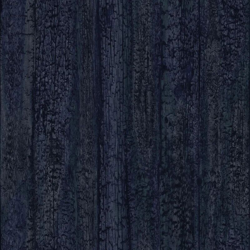 esta carta da parati tavole legno bruciato blu, 53 cm x 10.05 m