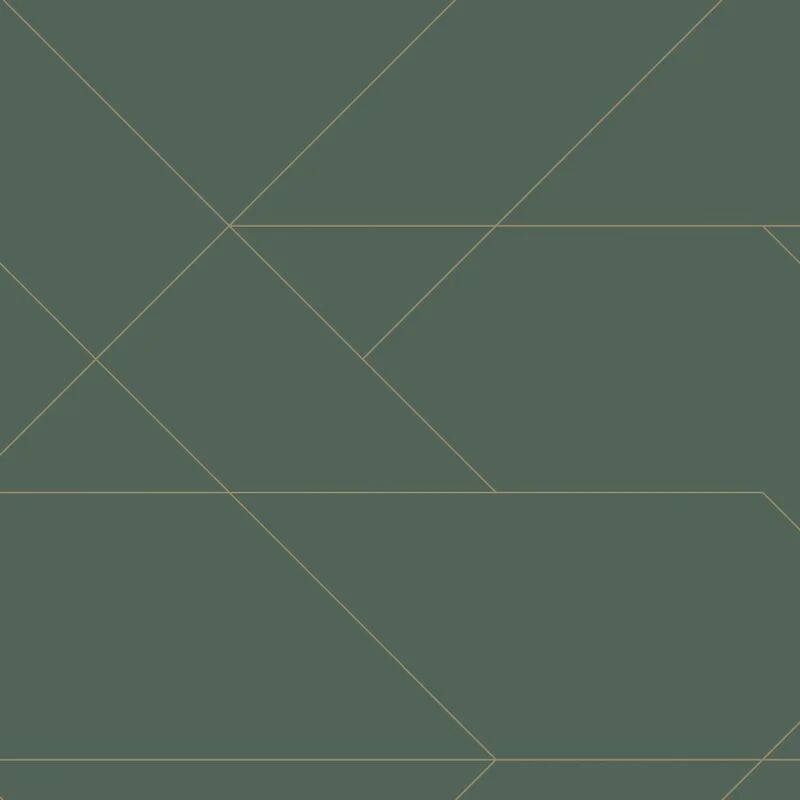 esta carta da parati grafico verde oliva e oro, 53 cm x 10.05 m