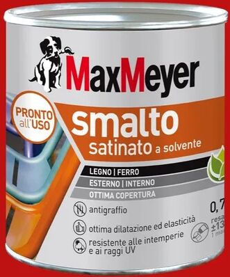 maxmeyer vernice da esterno per legno e ferro  smalto a solvente rosso ral3020, 0.75 l