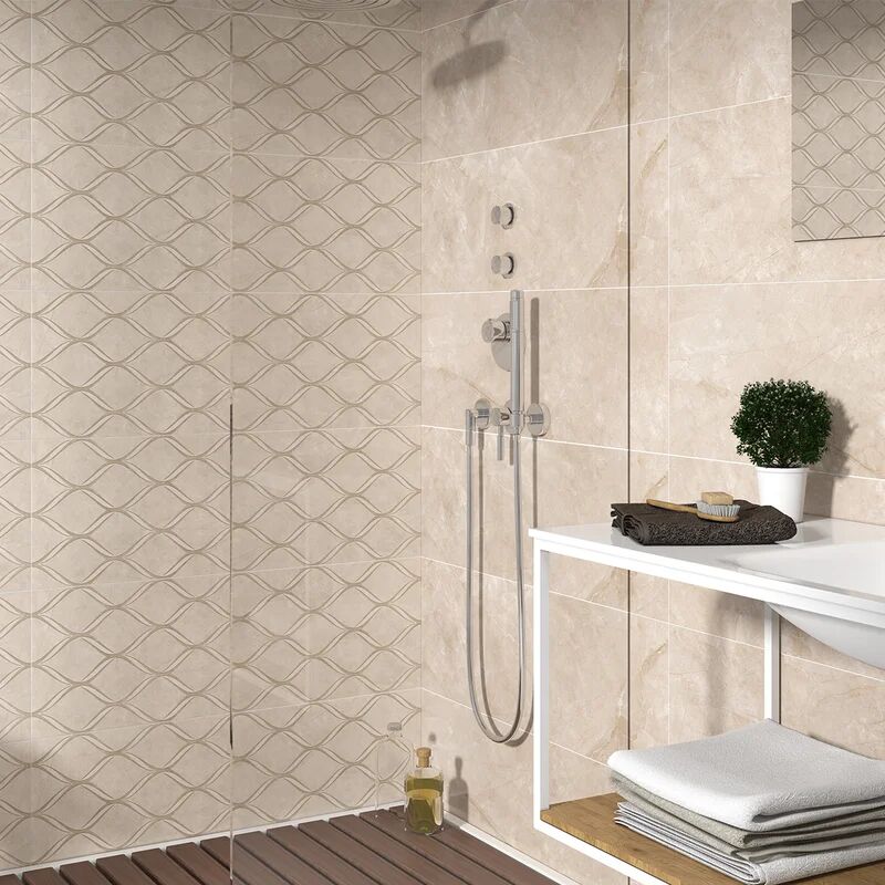 ecoceramic piastrella da rivestimento interno rettificato angel in gres naturale beige 30 x 0.87 cm, sp 8.7 mm