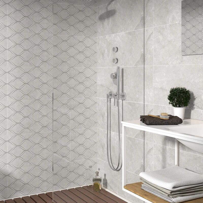 ecoceramic piastrella da rivestimento interno rettificato angel in gres naturale bianco 30 x 0.87 cm, sp 8.7 mm