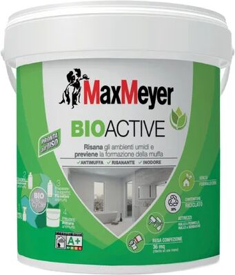 maxmeyer pittura per interni traspirante, antimuffa,  bioactive antimuffa bianco opaco, 4 l