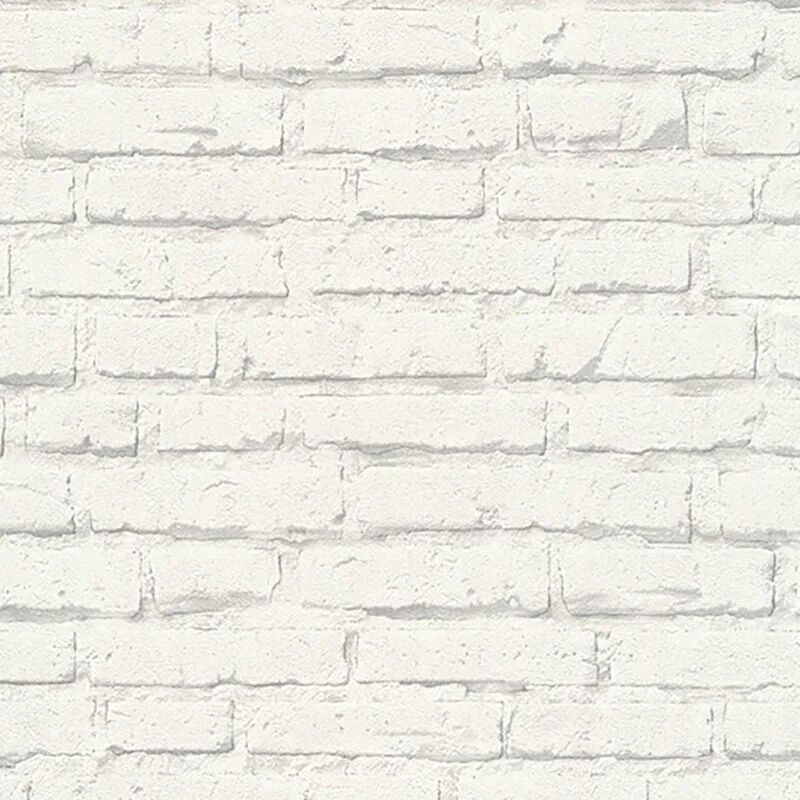 leroy merlin carta da parati mattoni bianco, 53 cm x 10.05 m