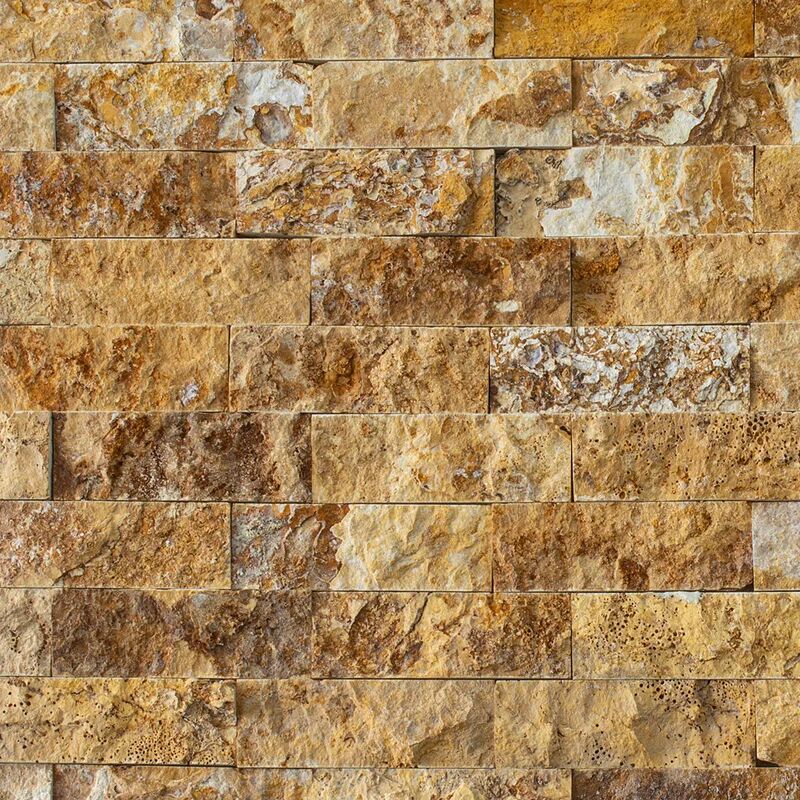 modulo rivestimento decorativo in pietra natimur scabas travertin 0.5 m2 marrone/beige/arrancione da interno / esterno