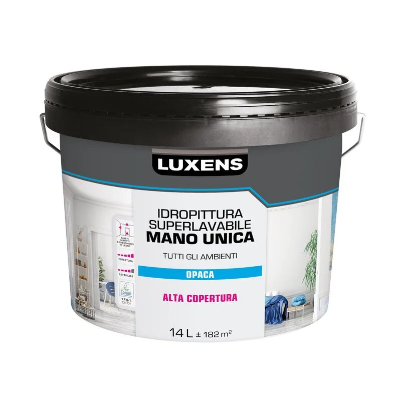 luxens pittura per interni super lavabile,  mano unica bianco opaco, 14 l