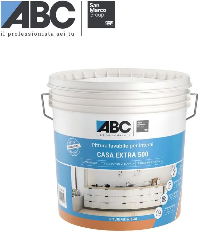 abc pittura per interni lavabile,  casa extra 500 san marco group bianco opaco, 14 l