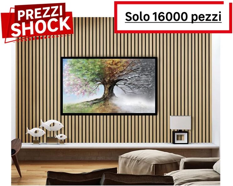 fibrotech pannello decorativo fonoassorbente quanti  rovere chiaro 52 x 244 cm, spessore 18 mm