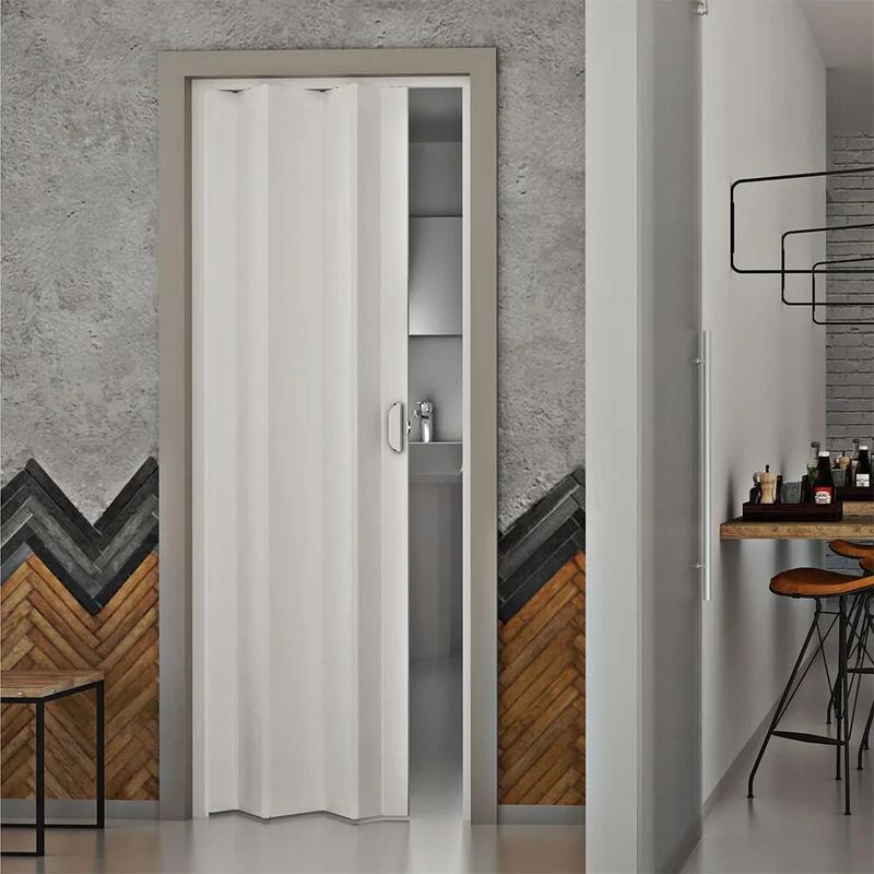 forte porta a soffietto 83x214 mod. monica colore bianco pastello in kit incl. maniglia