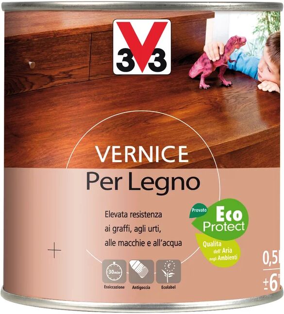 V33 Vernice per legno da interno  marrone 0.5 lt