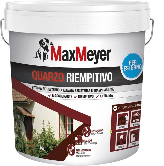 MAXMEYER Pittura al quarzo per intonaco  Riempitivo bianco, ruvido, 14 L