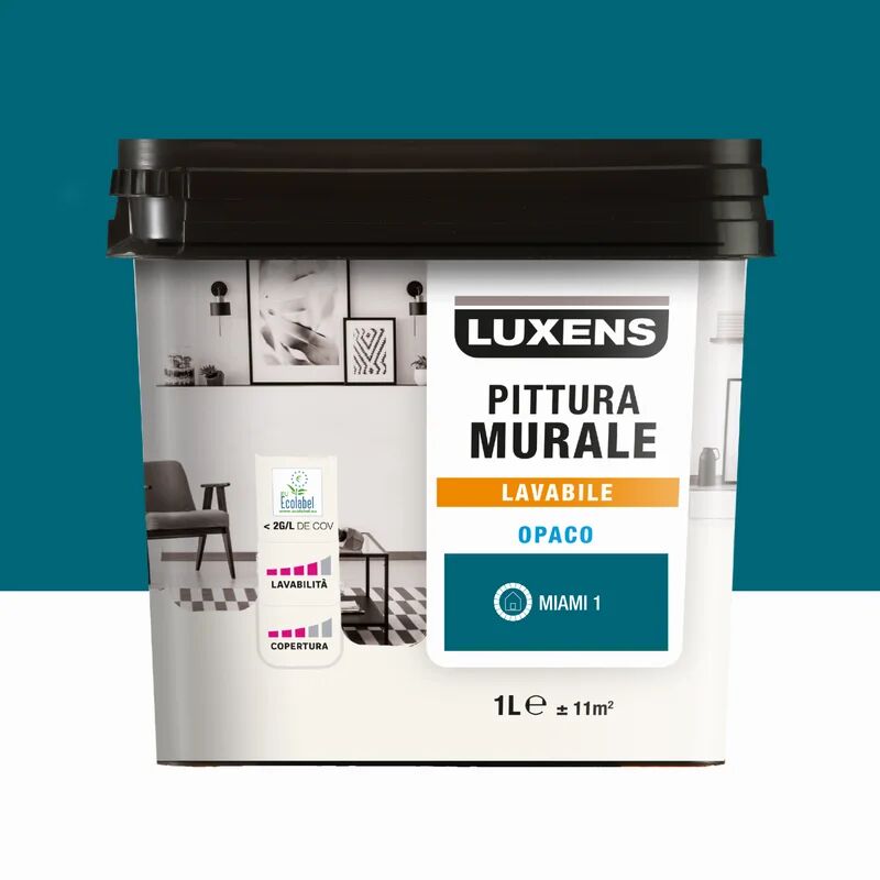 LUXENS Pittura per interni lavabile,  blu miami 1 opaco, 1 L