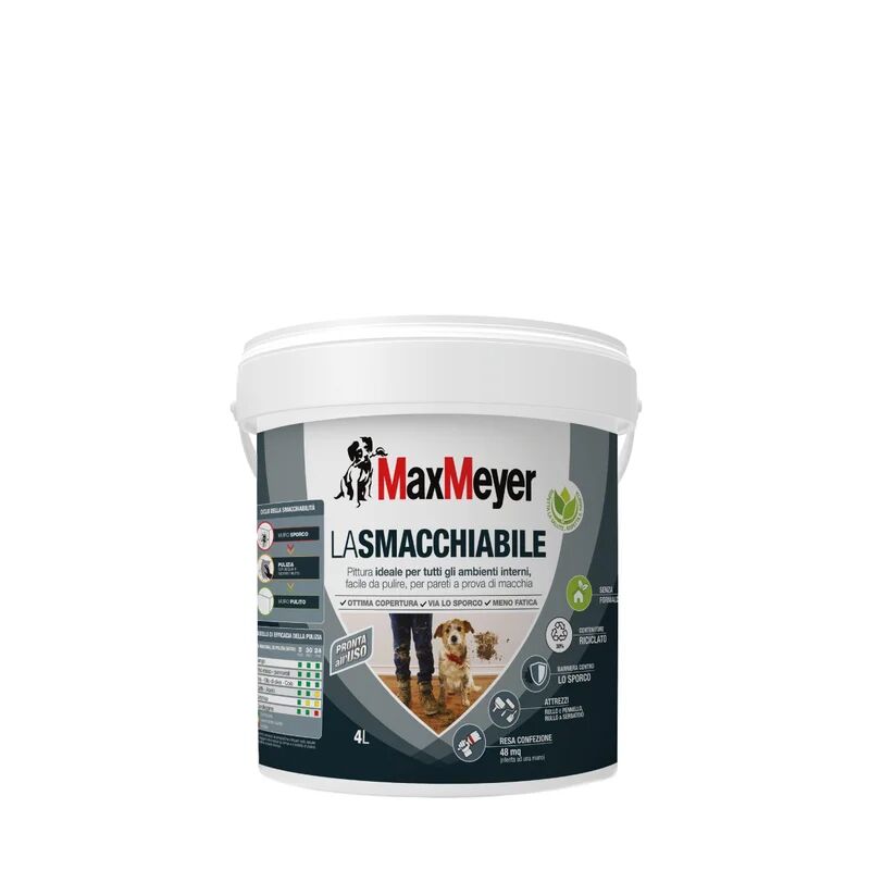 MAXMEYER Pittura per interni smacchiabile,  La smacchiabile bianco opaco, 4 L