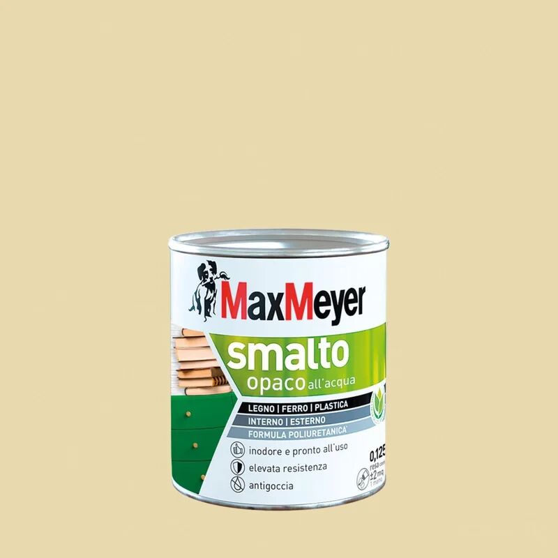 MAXMEYER Vernice da esterno antigoccia per legno e ferro e plastica  poliuretanico bianco panna, 0.125 L