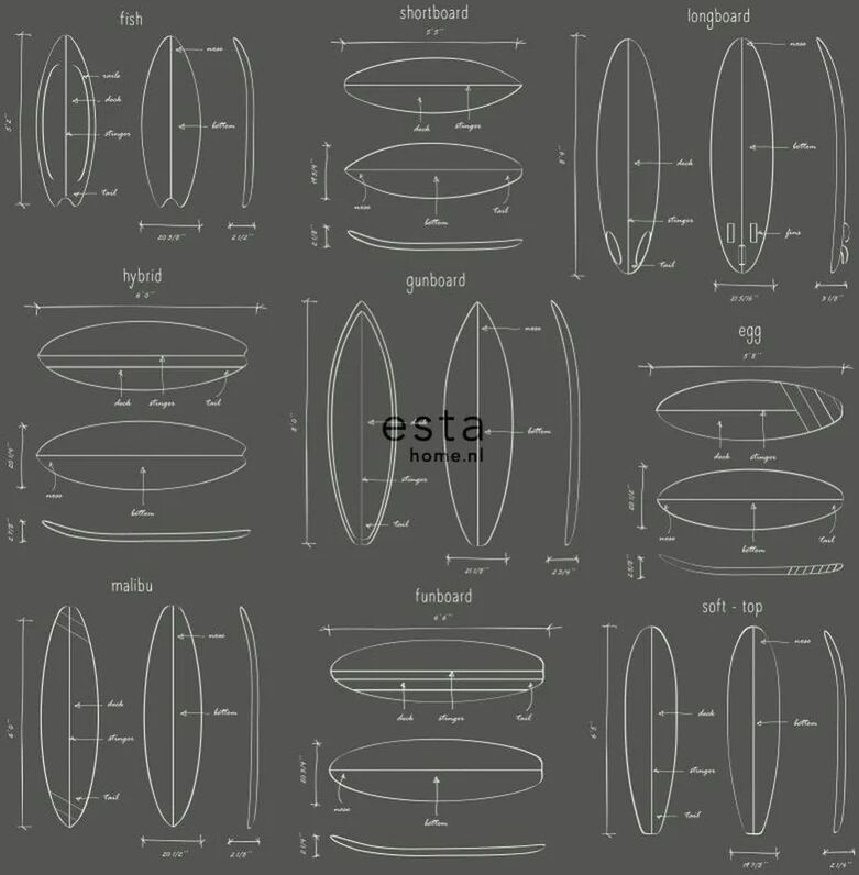 Leroy Merlin Carta da parati Tavole Surf grigio scuro, 53 cm x 10 m