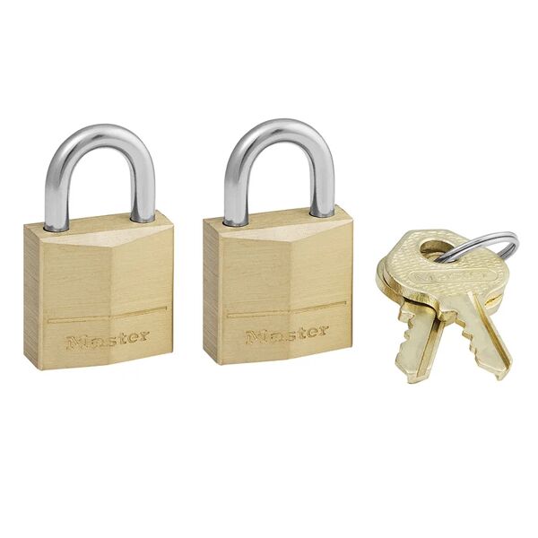 master lock lucchetto con chiave  in ottone ansa h 11 x l 10 x Ø 3 mm, 2 pezzi