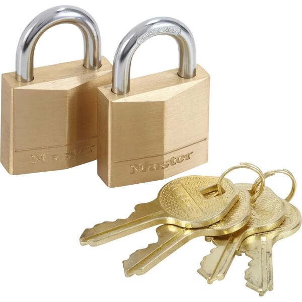 master lock lucchetto con chiave  in ottone ansa h 16 x l 14 x Ø 5 mm, 2 pezzi